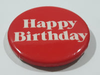 Happy Birthday Red and White 1 1/2" Round Button Pin