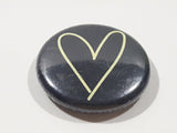 Black with White Heart 1" Round Button Pin