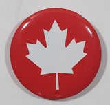 White Maple Leaf Red 1 1/4" Round Button Pin