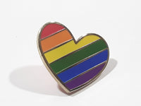Rainbow Striped Heart Shaped Enamel Metal Pin