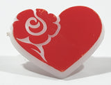 Vintage Heart with Rose Red 3/4" x 7/8" Plastic Pin