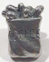 Vintage Style 3D Bag of Coffee Beans 5/8" x 3/4" Pewter Metal Lapel Pin