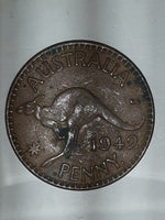 1942 Australia King George VI Penny Copper Metal Coin