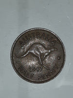 1947 Australia King George VI Half Penny Copper Metal Coin