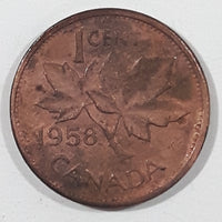 1958 Canada Young Queen Elizabeth II 1 Cent Copper Metal Coin