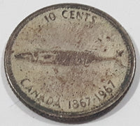 1867 1967 Canada Queen Elizabeth II Mackerel Fish 10 Cents Metal Coin