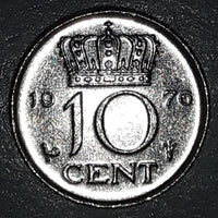 1976 Netherlands Juliana Koningin Der Nederlanden 10 Cents Metal Coin