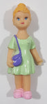 Blonde Girl In Green Dress with Purple Purse and Pink Shoes 2 1/2" Tall Toy Figure