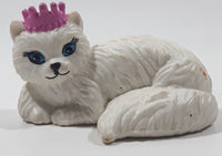 Mattel Barbie Serafina Pet White Cat Laying with Pink Princess Tiara 1 3/4" Long Figure