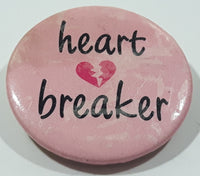 Heart Breaker Pink 1 1/4" Round Metal Button Pin