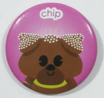 Chip Brown Bear Themed 1 1/2" Round Metal Button Pin