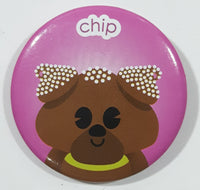 Chip Brown Bear Themed 1 1/2" Round Metal Button Pin