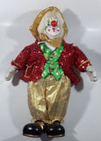 Vintage Collector's Choice Clown in Green Vest Red Jacket Gold Pants and Gold Hat Large 22" Tall Heavy Porcelain Doll