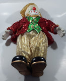 Vintage Collector's Choice Clown in Green Vest Red Jacket Gold Pants and Gold Hat Large 22" Tall Heavy Porcelain Doll