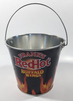 Rare 2006 Reckitt Benckiser Frank's Red Hot Buffalo Wings Black with Flames 4 3/4" Tall Metal Pail Bucket