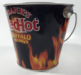 Rare 2006 Reckitt Benckiser Frank's Red Hot Buffalo Wings Black with Flames 4 3/4" Tall Metal Pail Bucket