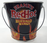 Rare 2006 Reckitt Benckiser Frank's Red Hot Buffalo Wings Black with Flames 4 3/4" Tall Metal Pail Bucket