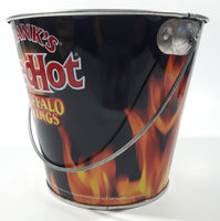 Rare 2006 Reckitt Benckiser Frank's Red Hot Buffalo Wings Black with Flames 4 3/4" Tall Metal Pail Bucket