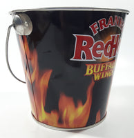 Rare 2006 Reckitt Benckiser Frank's Red Hot Buffalo Wings Black with Flames 4 3/4" Tall Metal Pail Bucket