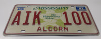 1982 Mississippi The Hospitality State Alcorn County Metal Vehicle License Plate Tag AIK 100