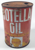 Vintage Shell Rotella S Heavy Duty Motor Oil 5 1/2" Tall One U.S. Quart 0.96 Litres Metal Oil Can