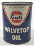 Vintage Gulf Valvetop Oil 4" Tall One U.S. Pint - 0.473 Litre Metal Oil Can