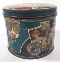 Antique Huntley and Palmers Balmoral Biscuits 1937 Coronation King George VI Queen Elizabeth The Queen Mother Tall Tin Metal Container