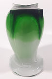 Green and Light Green Ruffle Top Open Bulb Flower 7 3/4" Tall Art Glass Vase