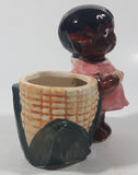 Antique 1940s Occupied Japan Black Girl Holding Corn Small 4 1/2" Tall Ceramic Planter Vase