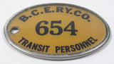 Antique B.C.E.RY.Co. British Columbia Electric Railway Company Transit Personnel Employee Badge #654