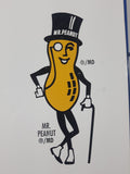 Vintage Original Planters Mr. Peanut 7" x 16" Porcelain Enamel Metal Store Display Rack Sign