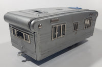 Vintage 1950s SSS Japan Blue Car and Silver Camper Trailer Pressed Steel Friction Toy Car Vehicle