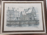 Pair of Vintage Anton Pieck Rotterdam and Den Haag 8" x 10" Framed Painting Prints