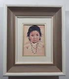 Vintage 1960s Dorothy M. Oxborough First Nations Native Child 12 1/2" x 14 1/2" Framed Painting Litho Print