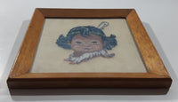 Vintage First Nations Native Child 7 1/2" x 7 1/2" Framed Cross Stitch Needle Petit Point Picture