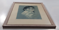 Vintage 1960s Dorothy M. Oxborough First Nations Native Child 12 1/2" x 14 1/2" Framed Painting Print