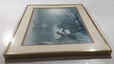 Vintage Andres Orpinas Young Girl on Dock 16 1/4" x 20 1/2" Framed Painting Print