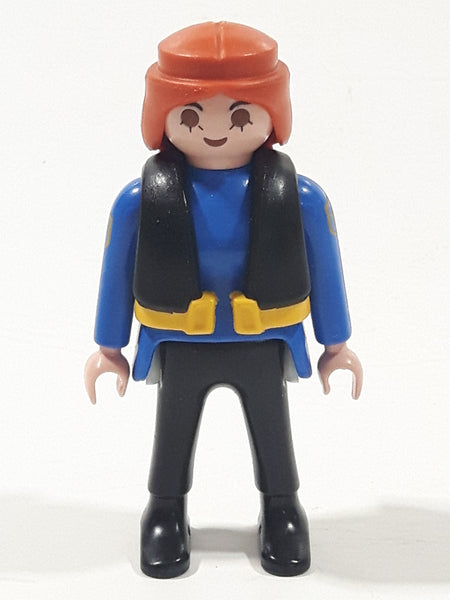 1997 Geobra Playmobil Woman Police Officer with Life Jacket 2 7/8" Tall Toy Figure