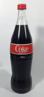 Vintage 1980s Coca Cola Coke English French 750mL 11 3/4" Tall Glass Beverage Bottle Full Never Opened