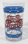 Vintage Pepsi Blue and Red Stained Glass Style 4 1/4" Tall Glass Cup