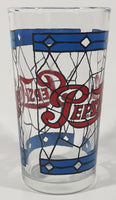 Vintage Pepsi Blue and Red Stained Glass Style 5" Tall Glass Cup