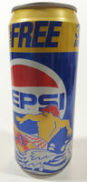 1990s Pepsi Cola Limited Edition Cool Cans 33% More FREE Surfer Themed 16 FL oz (1 Pt) 473mL 6 1/4" Tall Aluminum Metal Pop Can