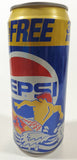 1990s Pepsi Cola Limited Edition Cool Cans 33% More FREE Surfer Themed 16 FL oz (1 Pt) 473mL 6 1/4" Tall Aluminum Metal Pop Can