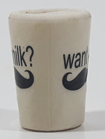 Want Milk? Mustache Themed Miniature 1" Tall Rubber Cup