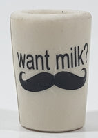 Want Milk? Mustache Themed Miniature 1" Tall Rubber Cup