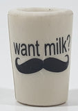 Want Milk? Mustache Themed Miniature 1" Tall Rubber Cup