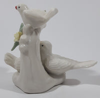 White Birds with Pink and Yellow Flowers 3 5/8" Tall Porcelain Ornament