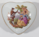 Vintage Limoges France Fragonard Scene Heart Shaped Small Porcelain Trinket Box