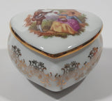 Vintage Limoges France Fragonard Scene Heart Shaped Small Porcelain Trinket Box