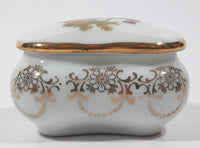 Vintage Limoges France Fragonard Scene Heart Shaped Small Porcelain Trinket Box